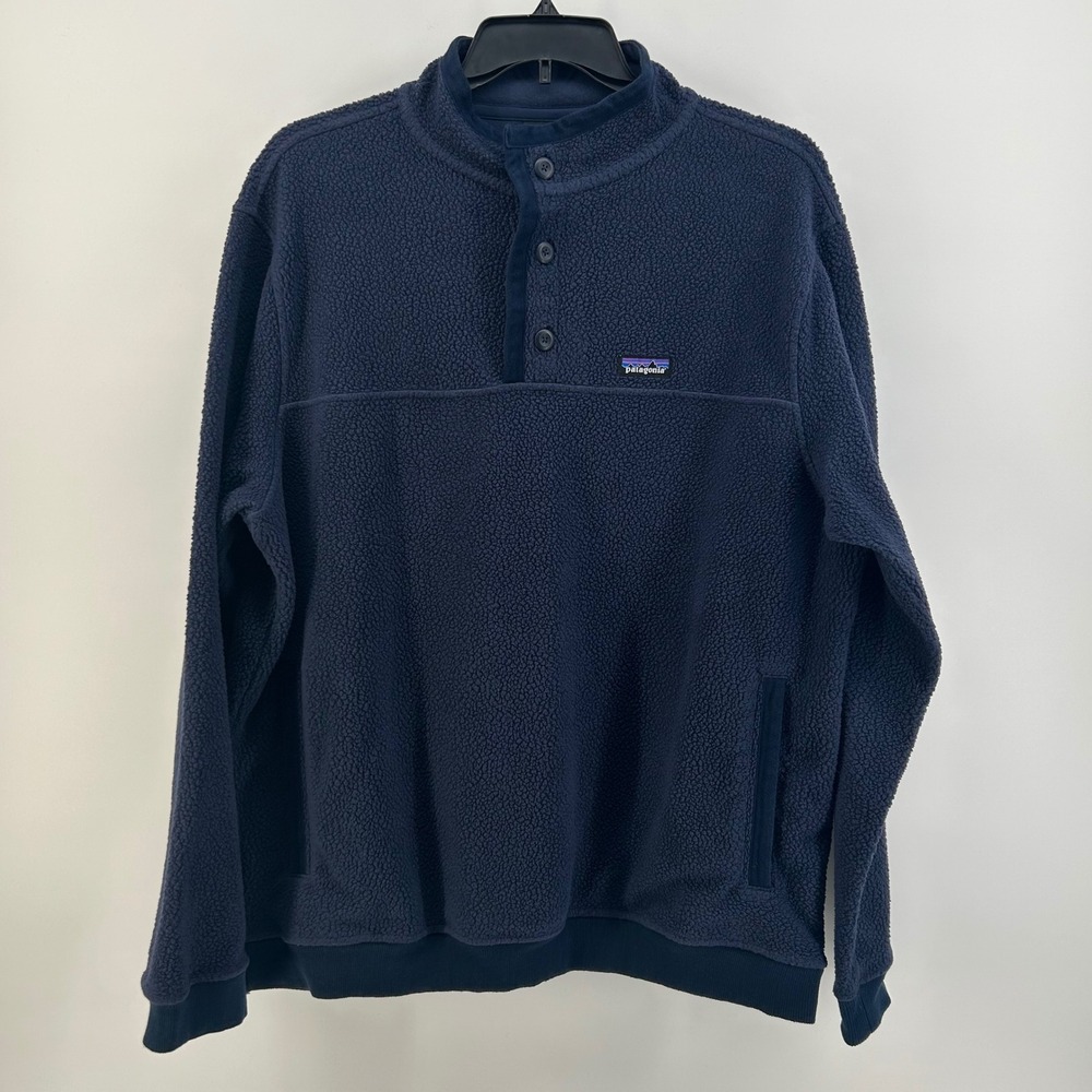 Patagonia Men's Shearling Button Pullover Navy Blue XXL 26140